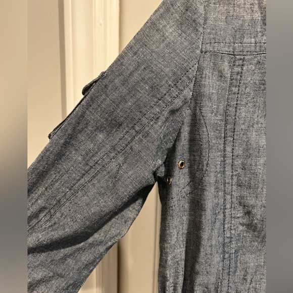 BEANPOLE / Lightweight, Denim Utility Jacket, Zip & Snap Front, Múltiple Pockets - Picture 7 of 16